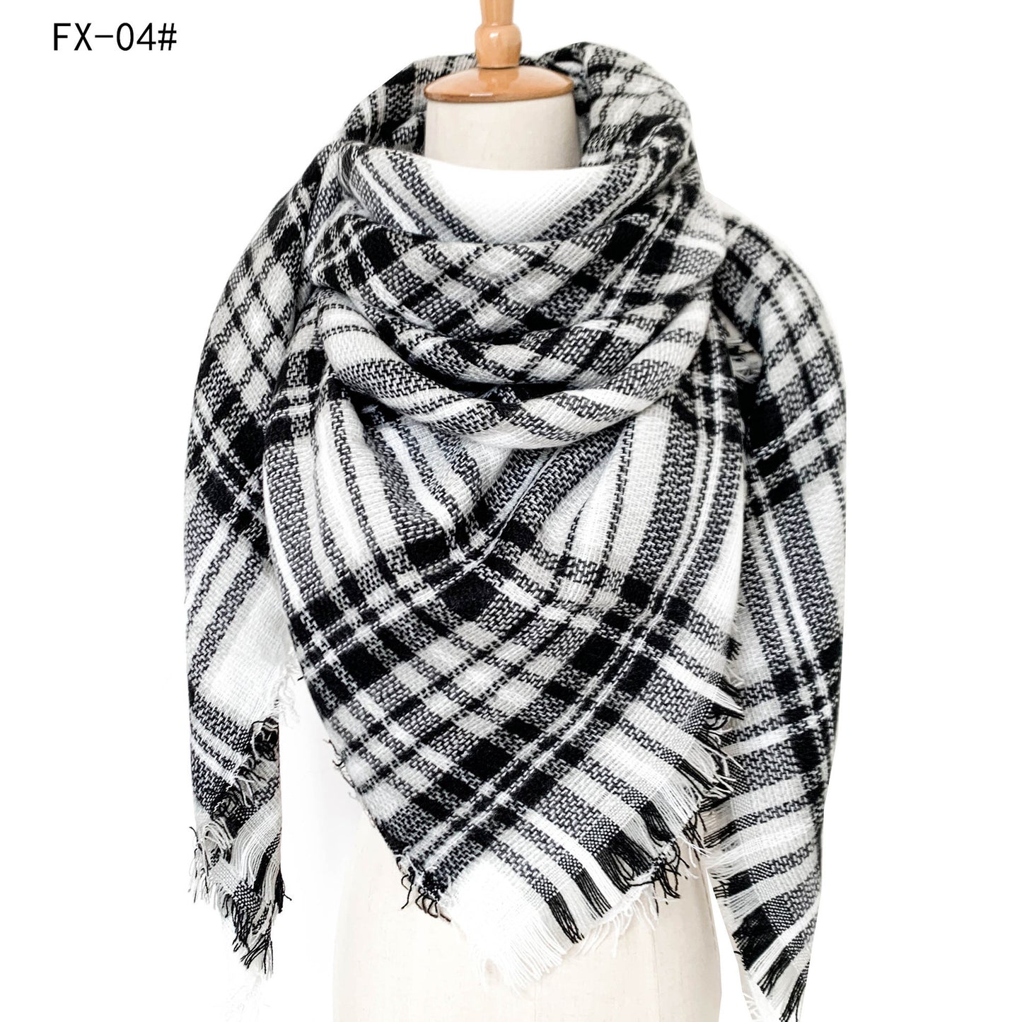 Cashmere-like Double-sided Colorful Plaid Scarf