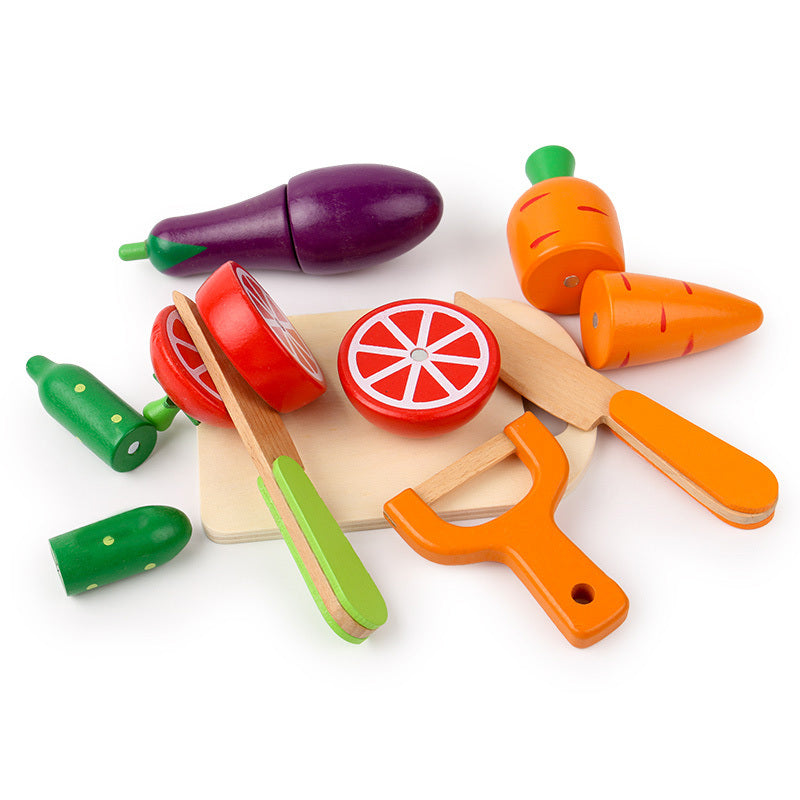Wood Magnetic Vegetables Cut And Watch Toys