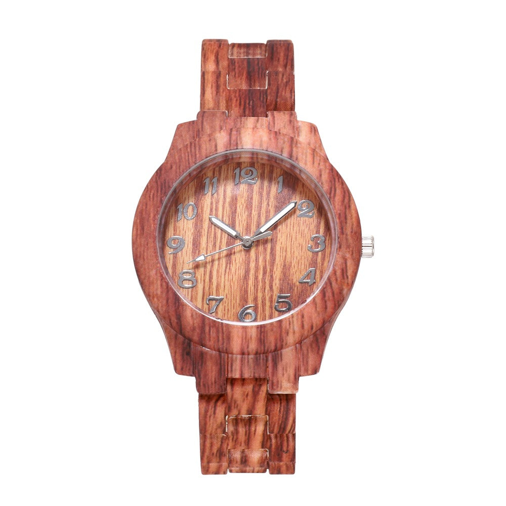 New Style logo-free Wood Pattern Simple Digital Iimitation Steel Band Women's Watch Fashion Quartz Wrist Watch Women's Watch