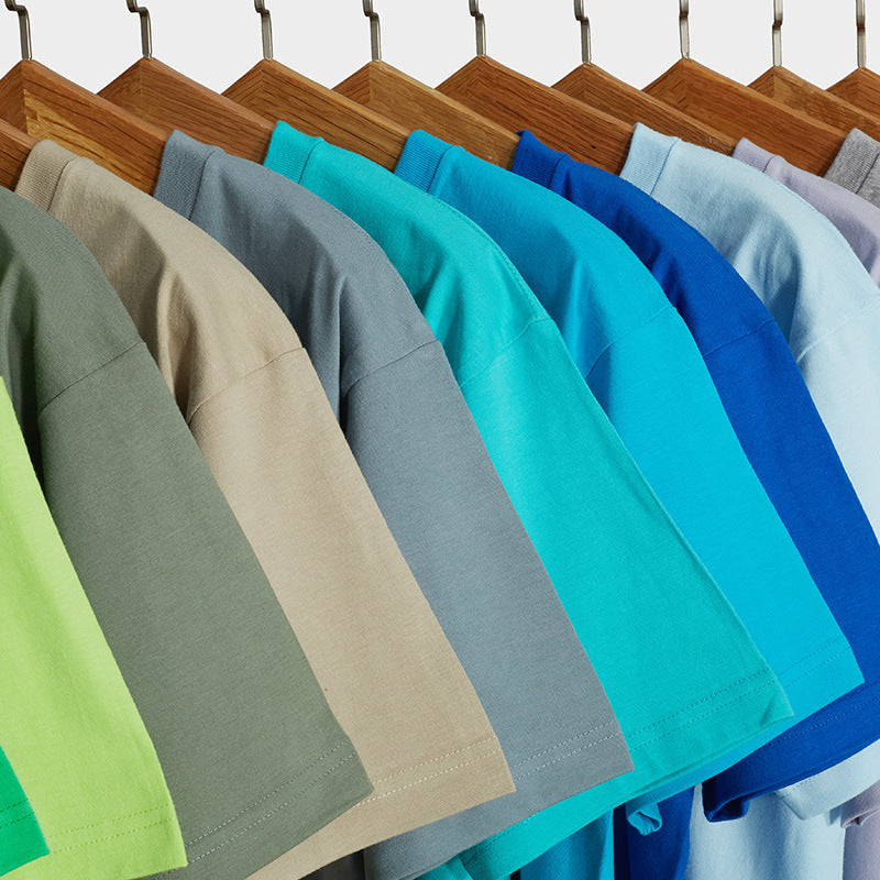 Thicken Solid Color Pure Cotton Thread Parent-Child T-Shirt
