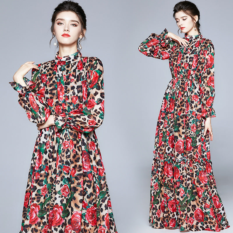 Brand New 2025 Holiday Style Big Swing Dress European And American Women's Clothing New