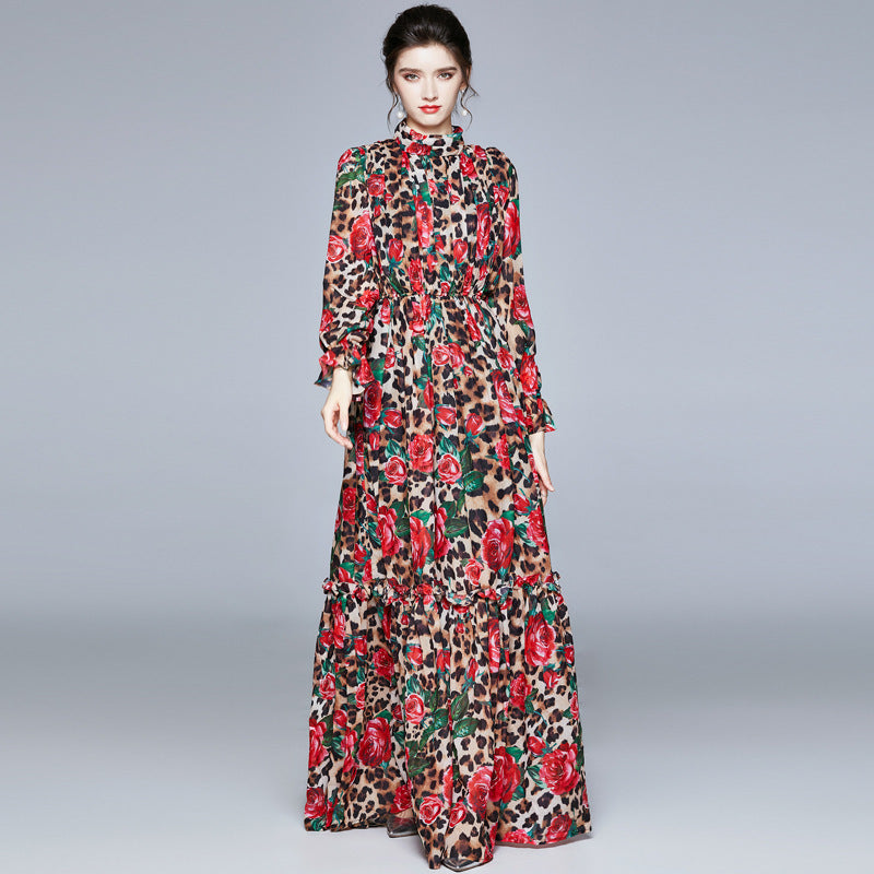 Brand New 2025 Holiday Style Big Swing Dress European And American Women's Clothing New