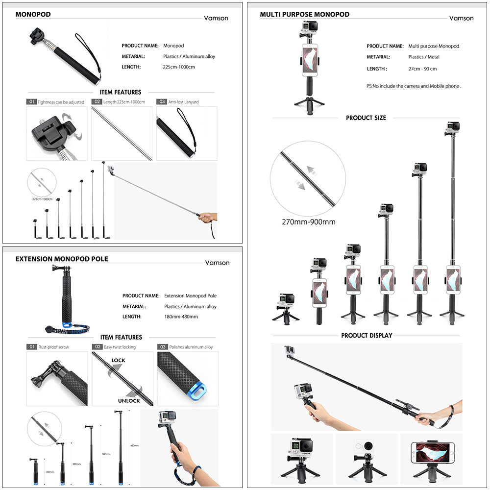 TINTINOS Action camera accessories