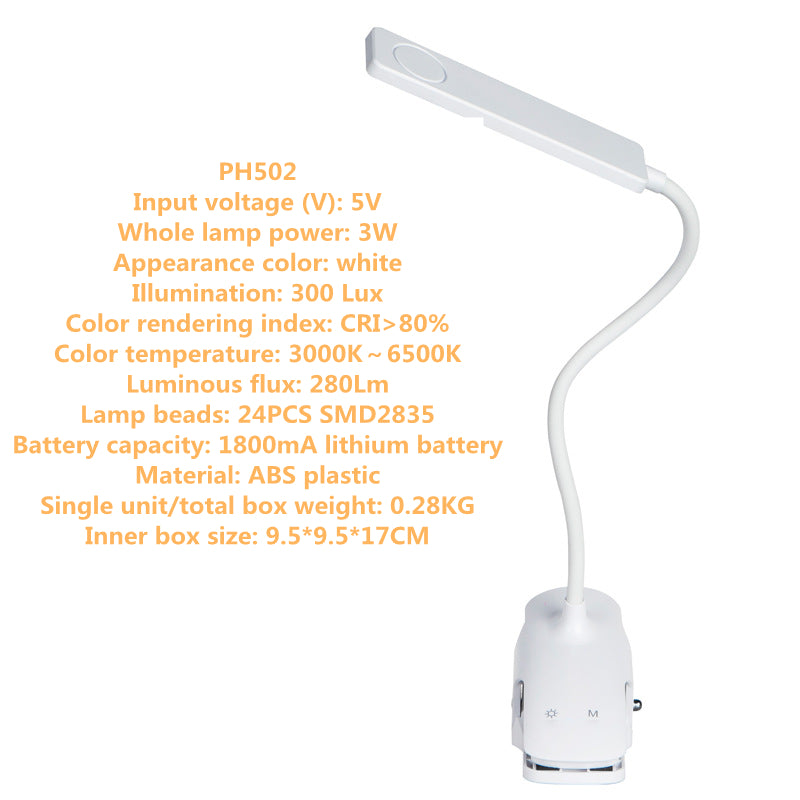 Clip pen holder desk lamp led rechargeable folding desk lamp