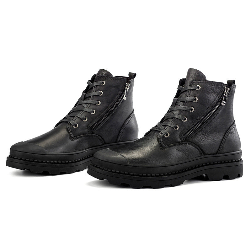 Winter leather 2024 Martin boots plus velvet non-slip breathable men's shoes