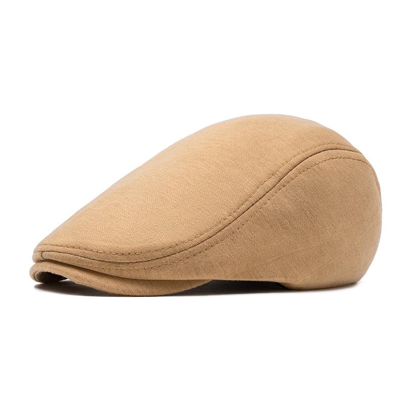 Adjustable Newsboy Cap Men's Woolen Beret Trendy British Style Duckbill Cap Forward