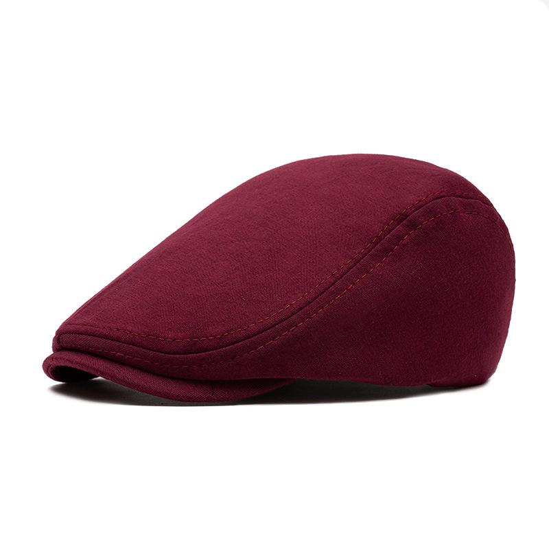 Adjustable Newsboy Cap Men's Woolen Beret Trendy British Style Duckbill Cap Forward