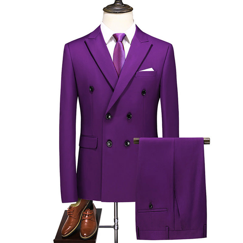 2025 TUXEDO Male Host Two-piece Large Size Solid Color Suit