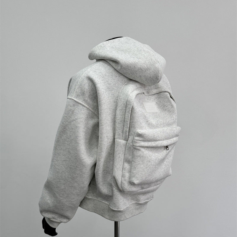 Back Schoolbag Design Men's and Ladies Coat Flower Gray
