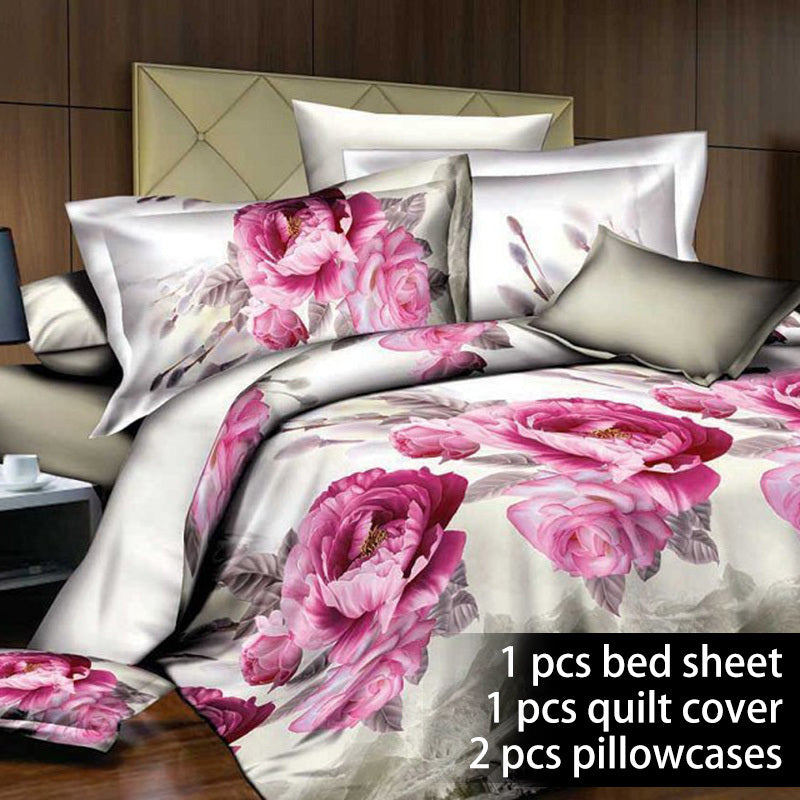 Four-piece set on 3D quilt bed
