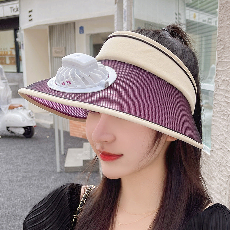 Summer 2025 Brim Fan Sun Bonnet Woman Charging