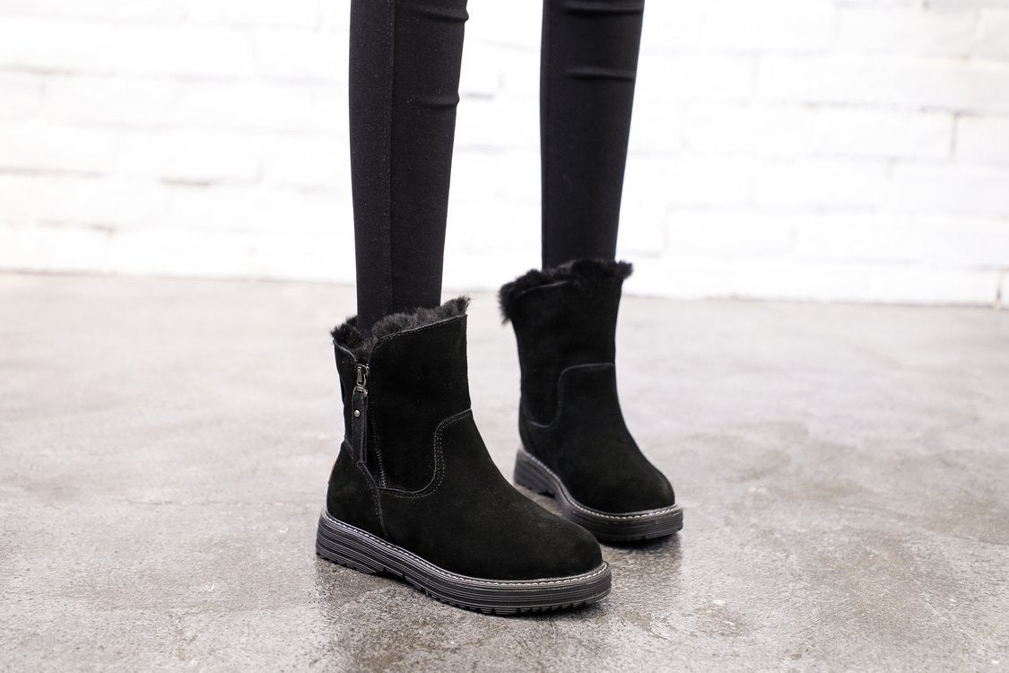 New 2024 Autumn and winter Solid color snow boots