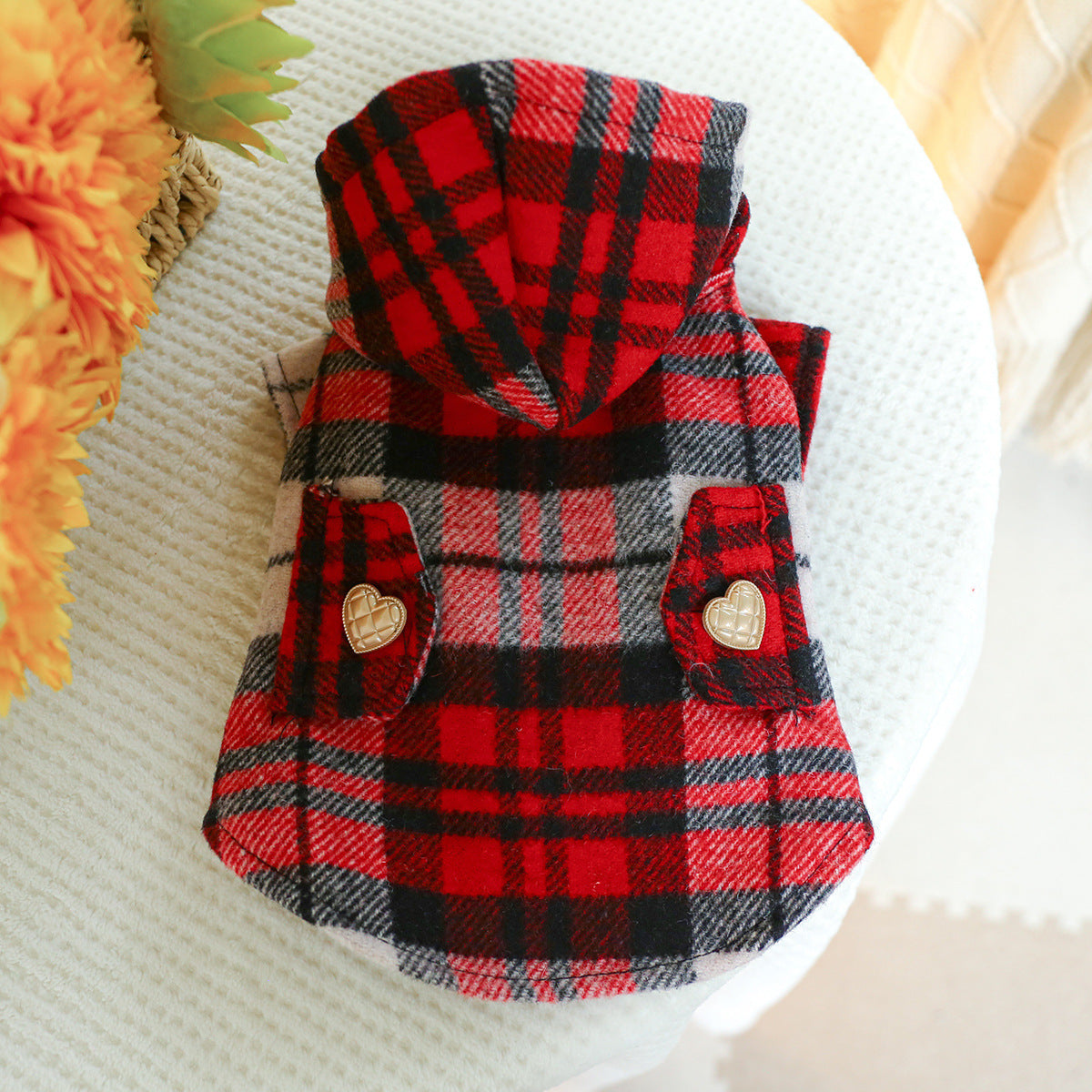 Autumn And Winter Warm Red Plaid Trench Coat