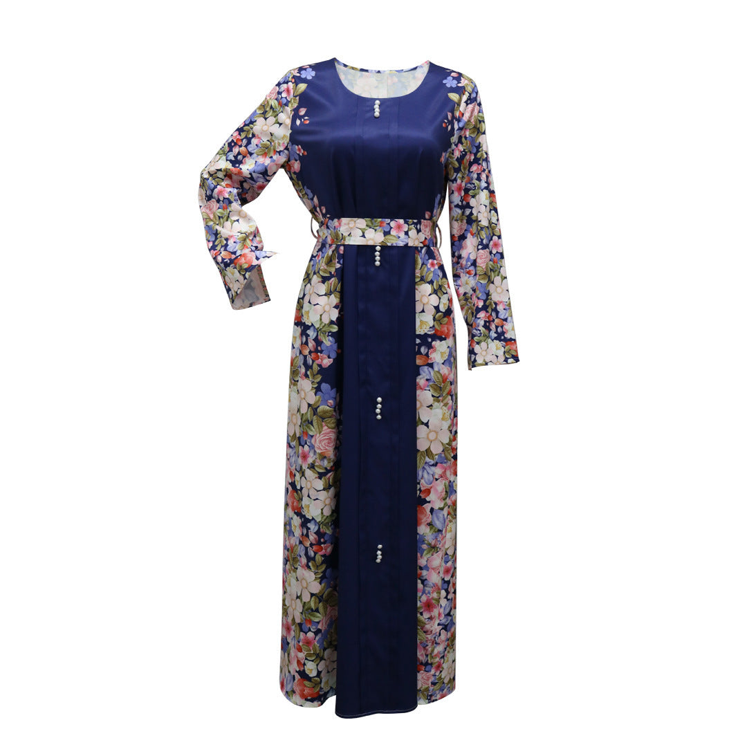 Brand New 2025 Middle East Print Dress Muslim Robe, FREE GIFT -Laptop Stand
