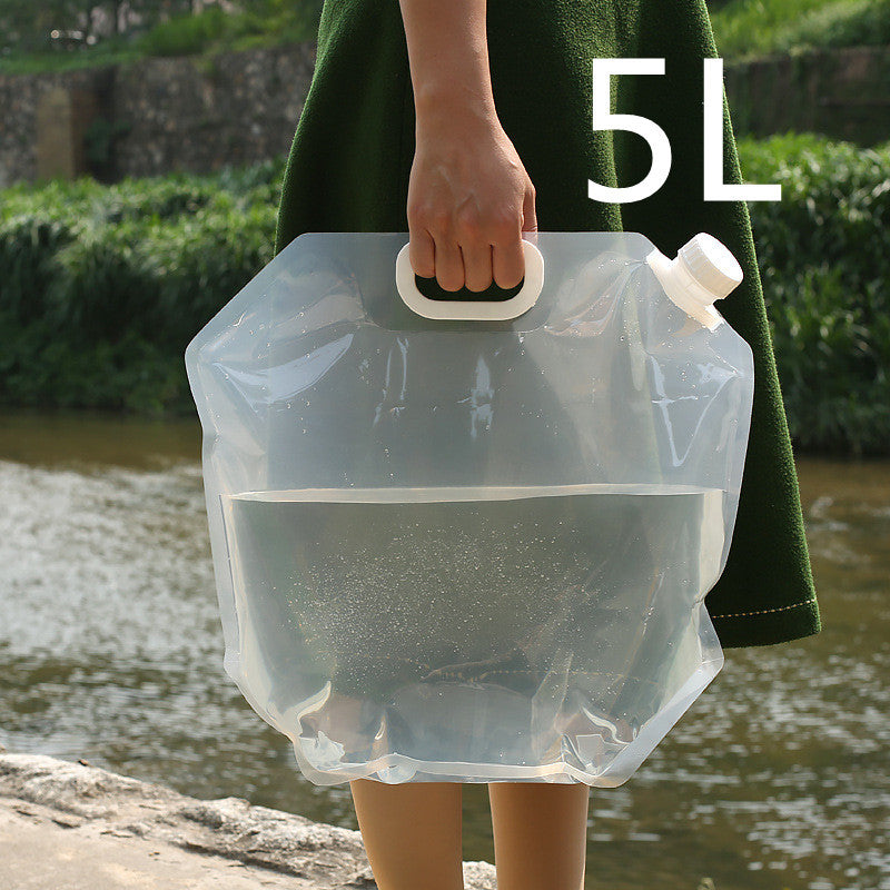 Water Container, 5L Collapsible Drinking Car Water Carrier Container, Outdoor Folding Water Bag for Sport, Hiking, Camping, BBQ, Picnic(Blue and transparent)