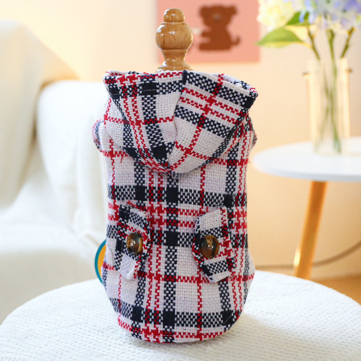 Autumn And Winter Warm Red Plaid Trench Coat