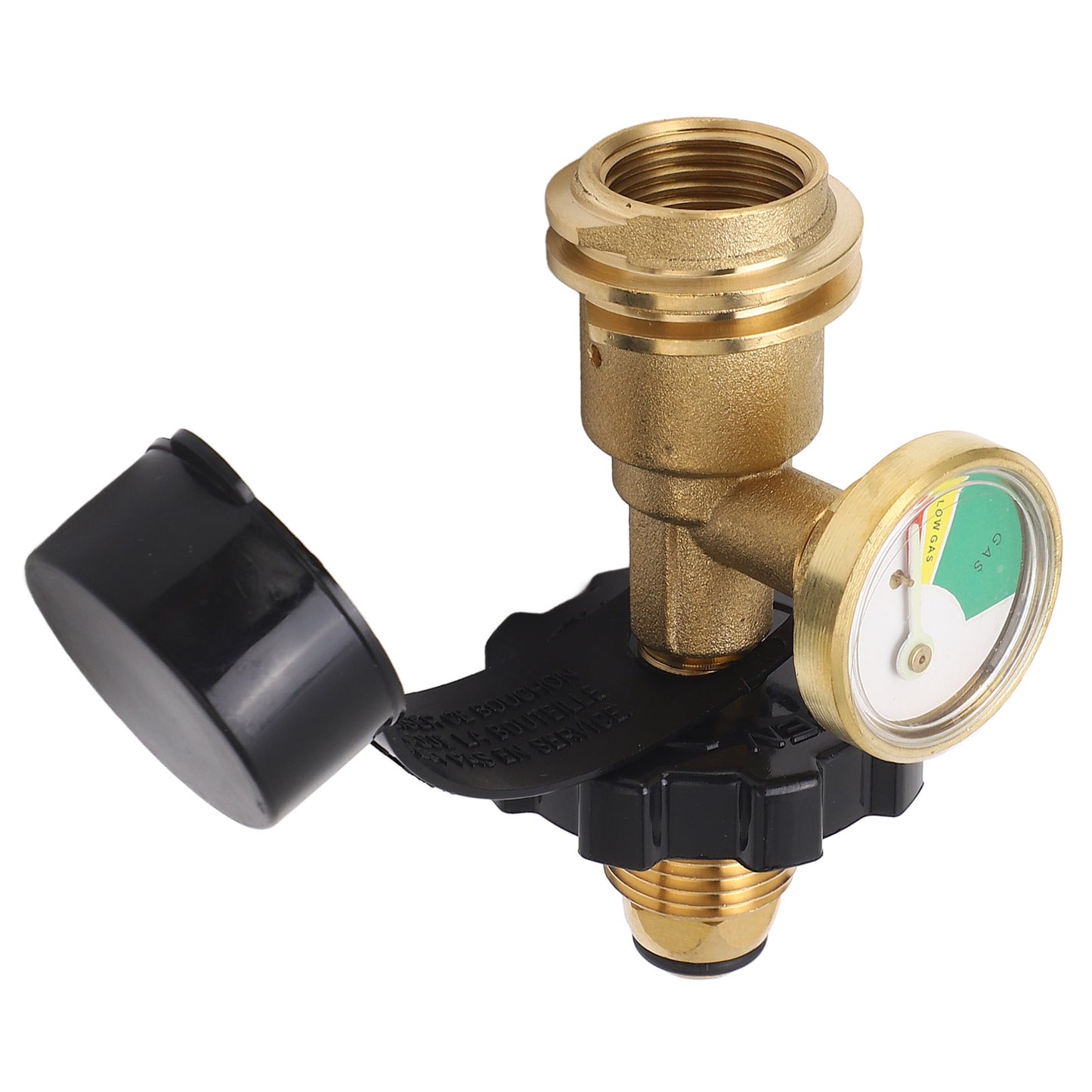 POL Gas Tank Adapter POL LP Tank Service Valve to QCC1 Gas Tank Adapter with Gauge
