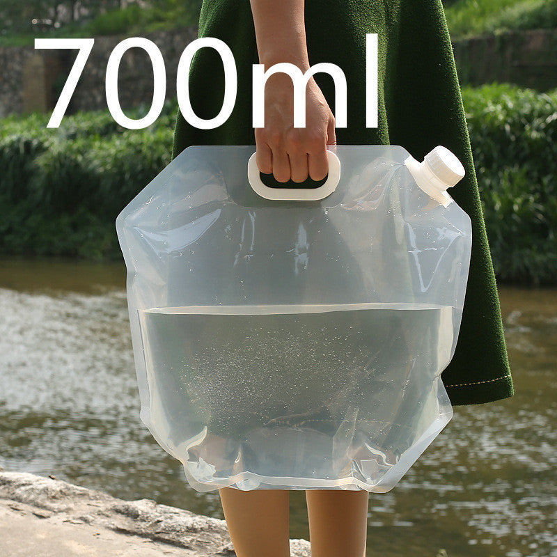 Water Container, 5L Collapsible Drinking Car Water Carrier Container, Outdoor Folding Water Bag for Sport, Hiking, Camping, BBQ, Picnic(Blue and transparent)