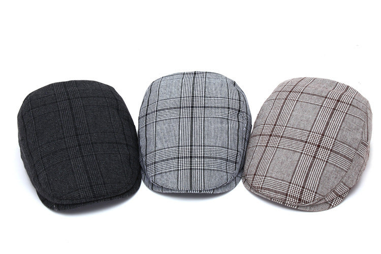 Autumn and winter outdoor plaid cap
