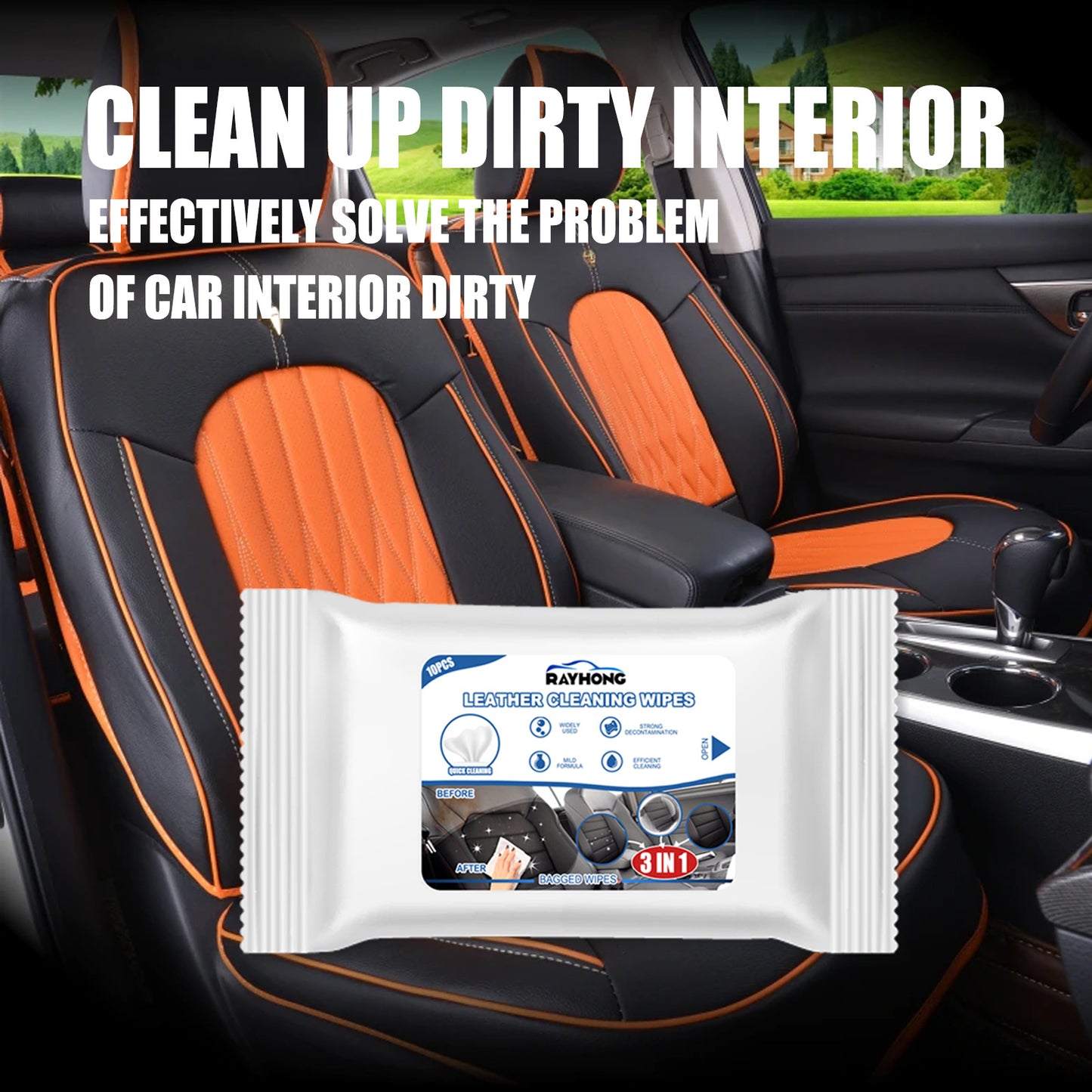 Car Leather Cleaning Wipes Wash-free Cleaning Decontamination