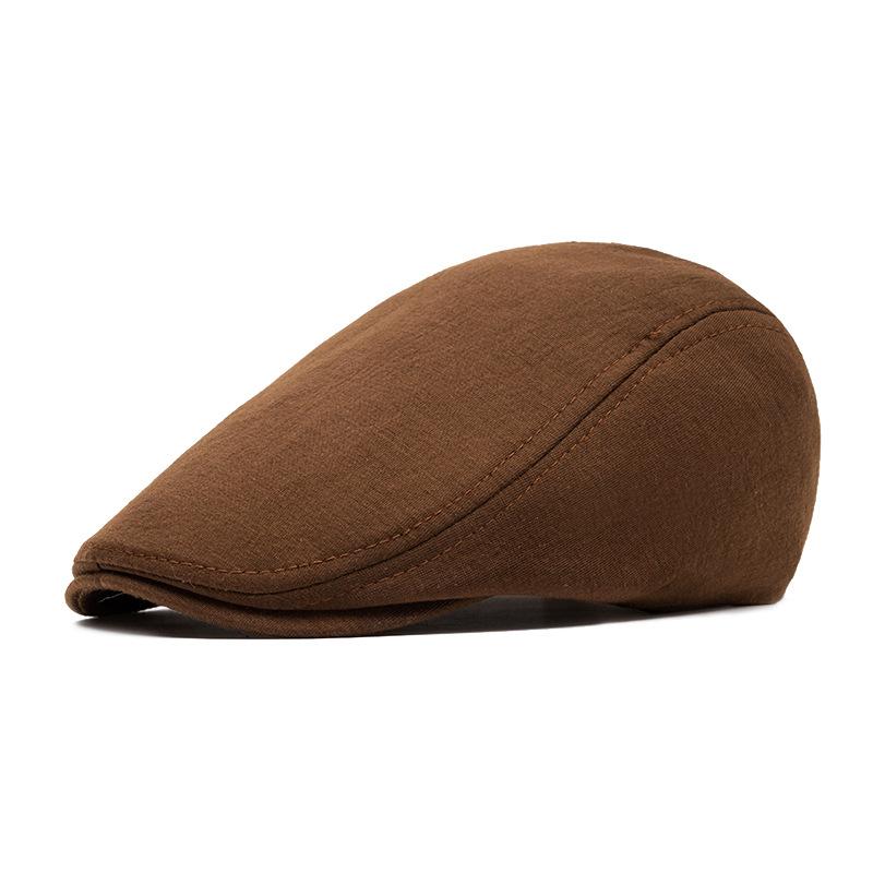 Adjustable Newsboy Cap Men's Woolen Beret Trendy British Style Duckbill Cap Forward