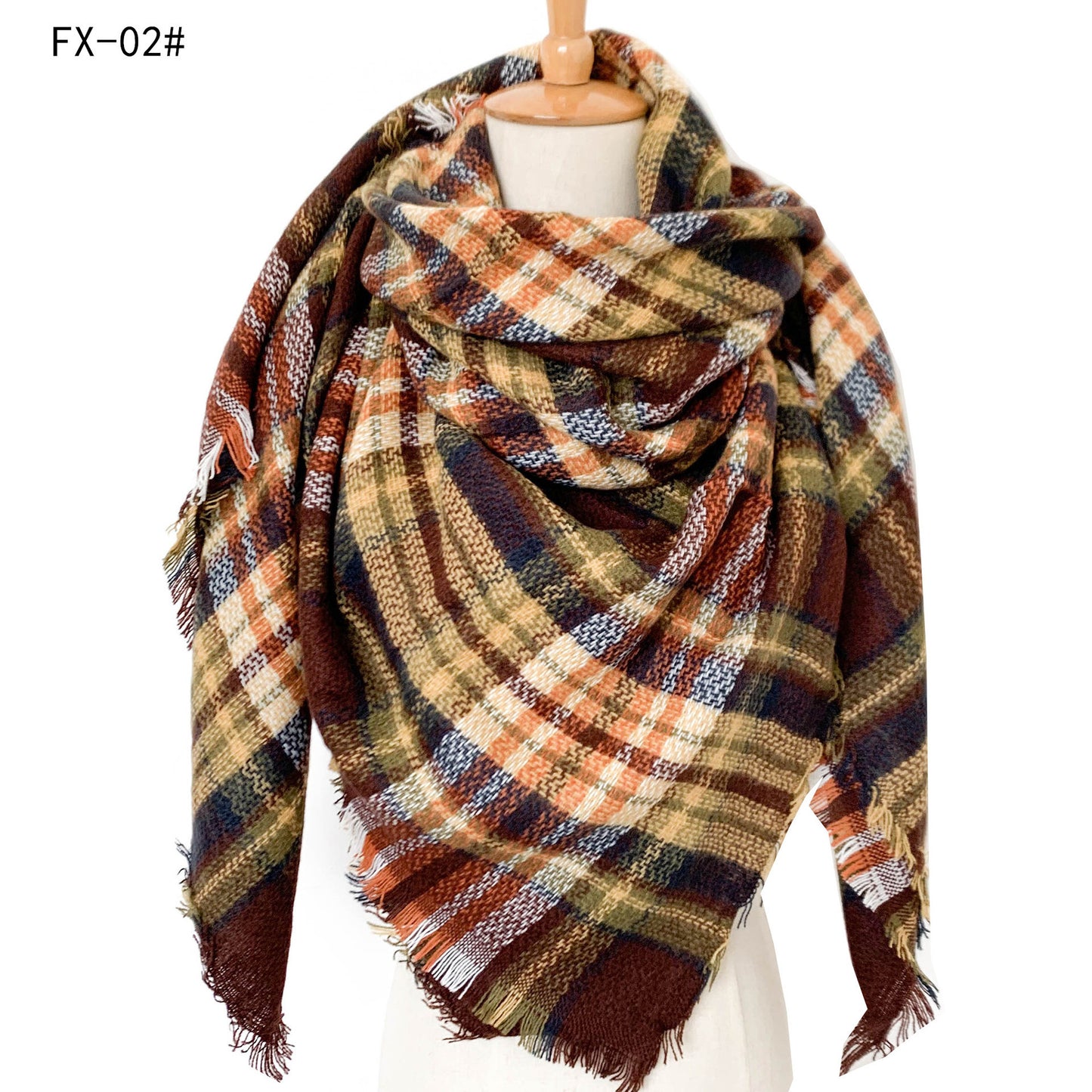 Cashmere-like Double-sided Colorful Plaid Scarf