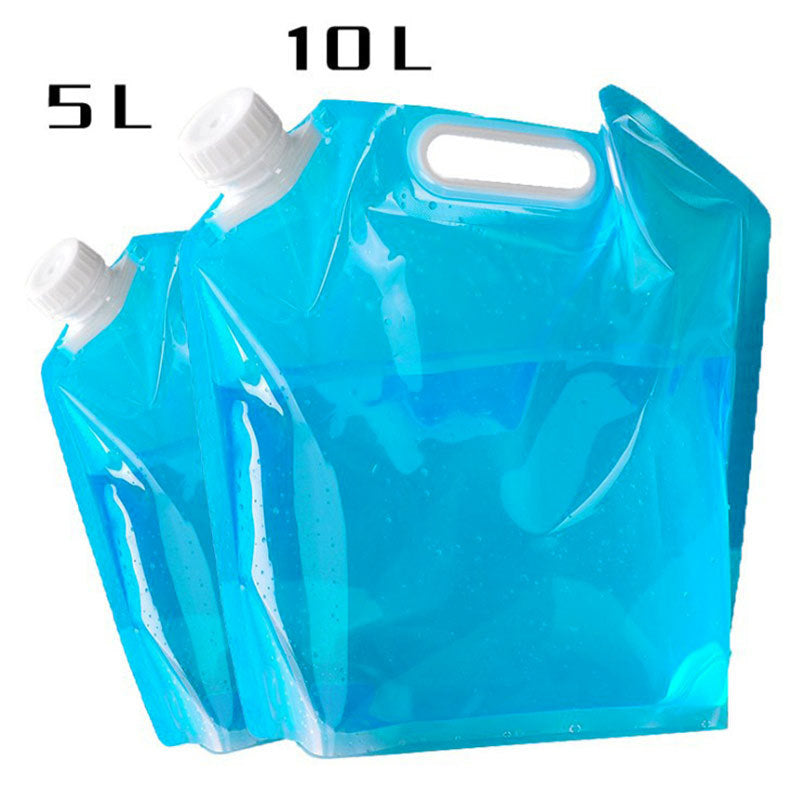 Water Container, 5L Collapsible Drinking Car Water Carrier Container, Outdoor Folding Water Bag for Sport, Hiking, Camping, BBQ, Picnic(Blue and transparent)