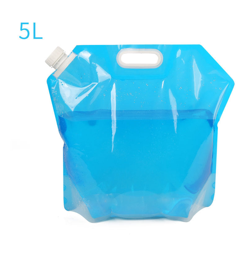 Water Container, 5L Collapsible Drinking Car Water Carrier Container, Outdoor Folding Water Bag for Sport, Hiking, Camping, BBQ, Picnic(Blue and transparent)