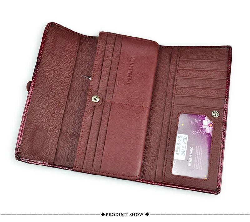 2024 HH Women Long Wallet Genuine Leather Wallets Red Aligator Pattern Cowhide Purse Three Fold Large Capacity Clutch Wallet Luxury