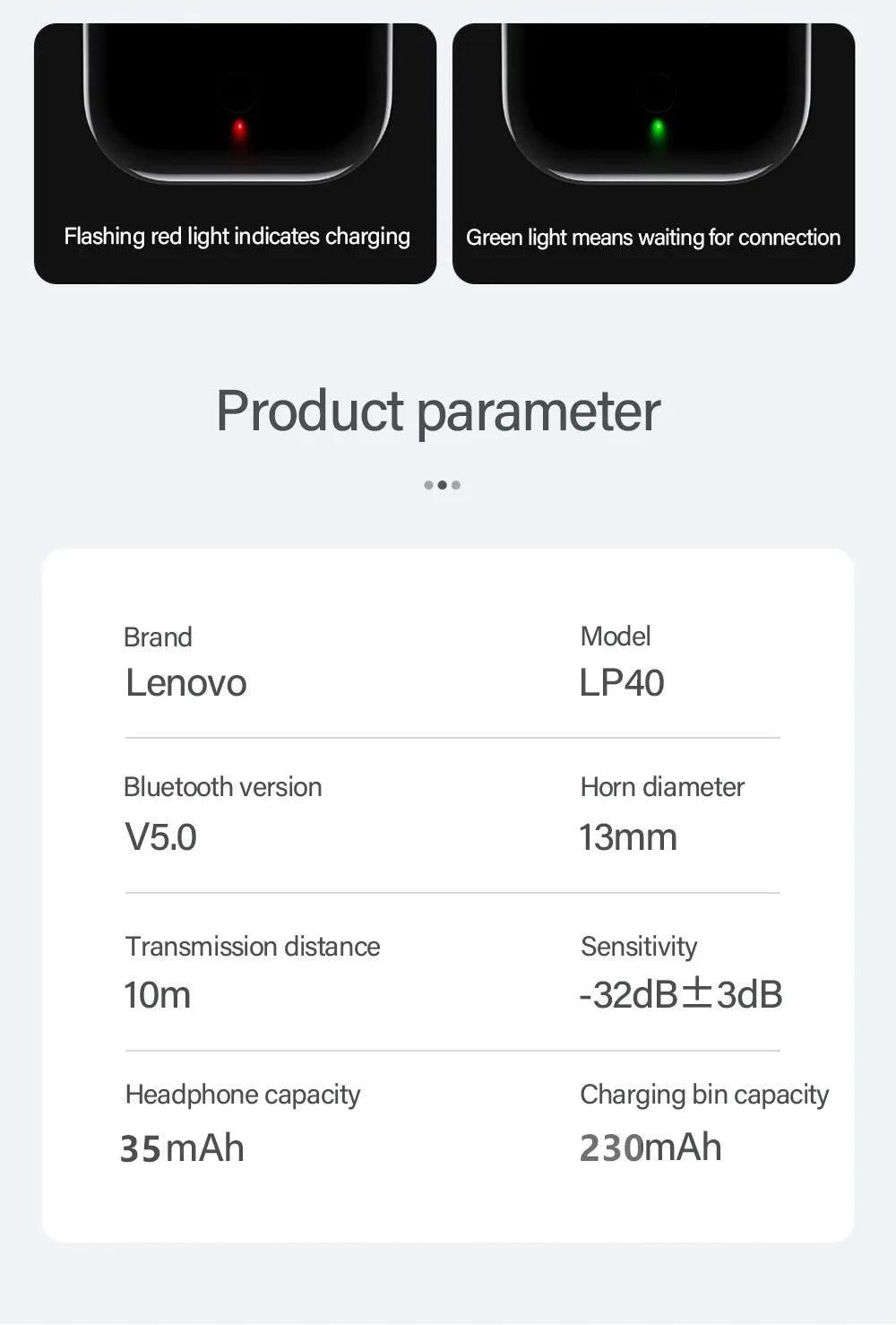 Original Lenovo LP40 wireless headphones TWS Bluetooth Earphones Touch Control Sport Headset Stereo Earbuds For Phone Android Special Gift A Free Laptop Stand is given when you buy one Lenovo LP40