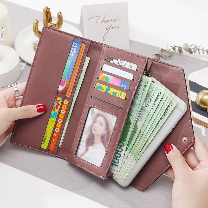 2024 Fashion aliwood Brand 3 Fold Women's Wallet Designer Envelope Clutch For Women Hasp Money Clip Leather Female Long Wallet Phone Pocket