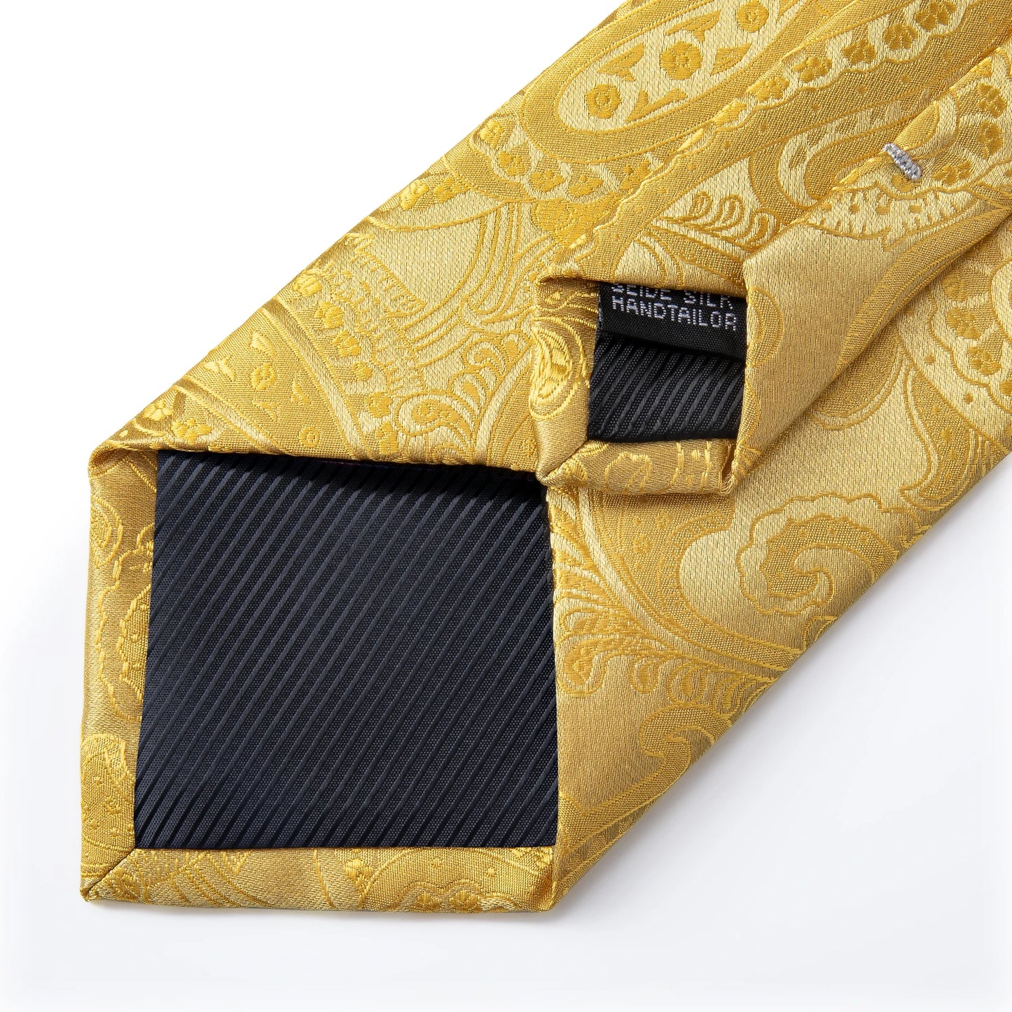 Brand New 2025 Mens Tie 100% Silk Classic Jacquard Woven 8cm Gold Yellow Formal Business Wedding Neck Tie Pocket Square Set Suit Cravat