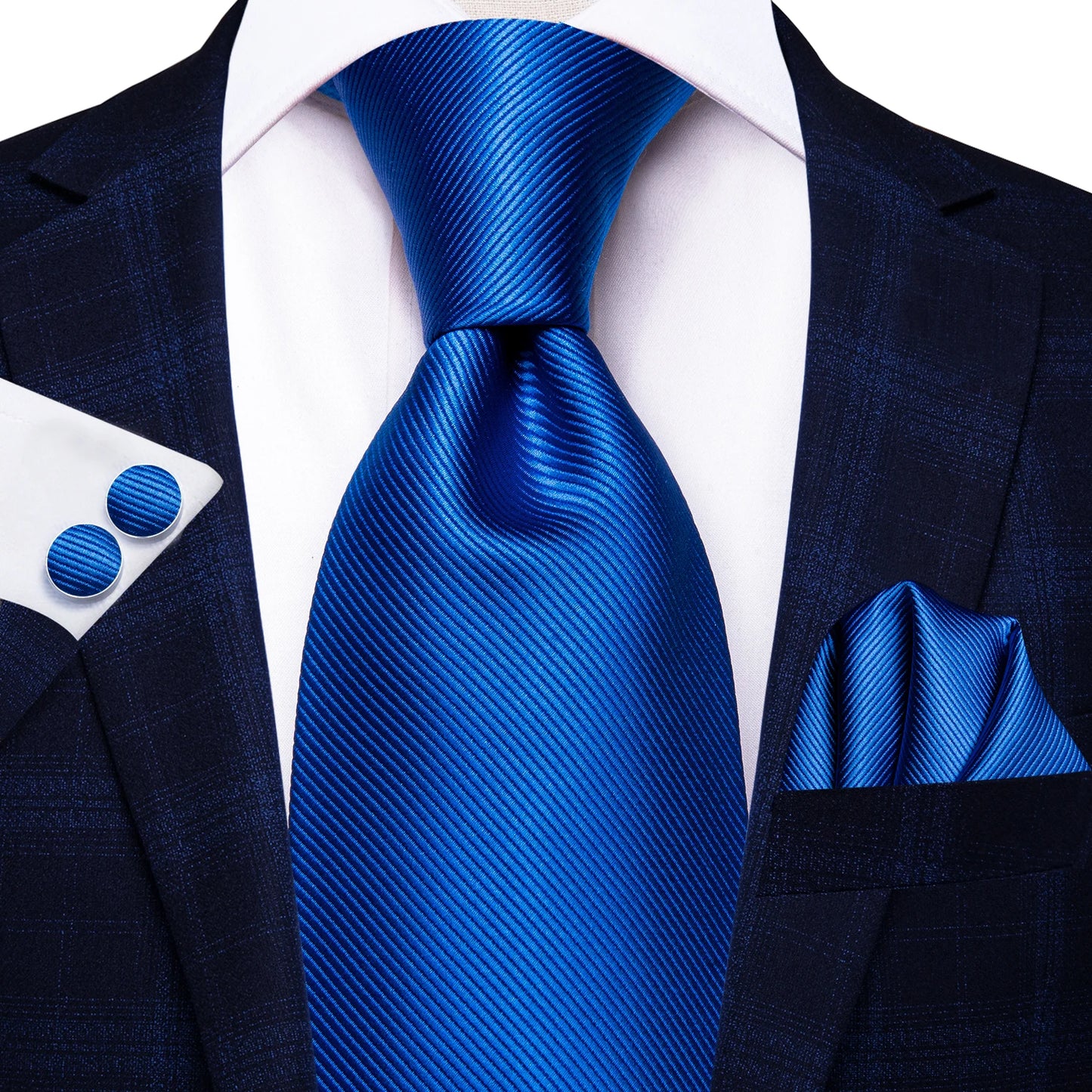 Brand New 2025 Hi-Tie Light Blue Striped Novelty Silk Wedding Tie For Men Handky Cufflinks Nicktie Set Fashion Design Business Party