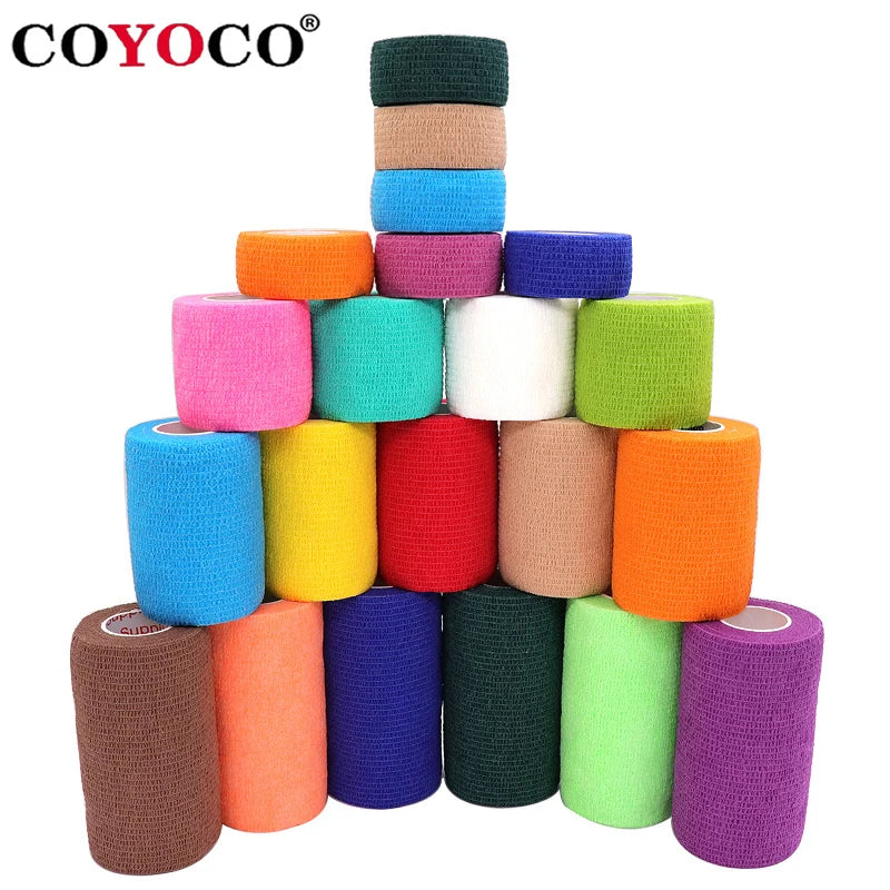 1 Roll 2.5/5/10cm Sport Bandage Self-adhesive Breathable Elastic Bandages for Sports Fixing Finger Wrist Leg Non-woven Bandage