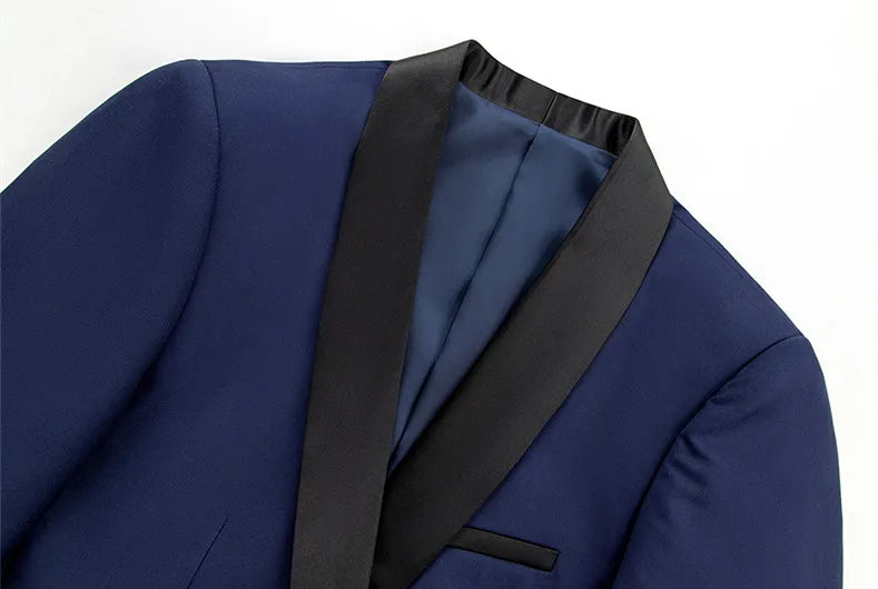 Black Men's Suit 3 Pieces, Business Wedding Terno Masculino, Fashion Slim Fit Costume Homme, Blue Red Gray, Asian Size M-4XL 5XL