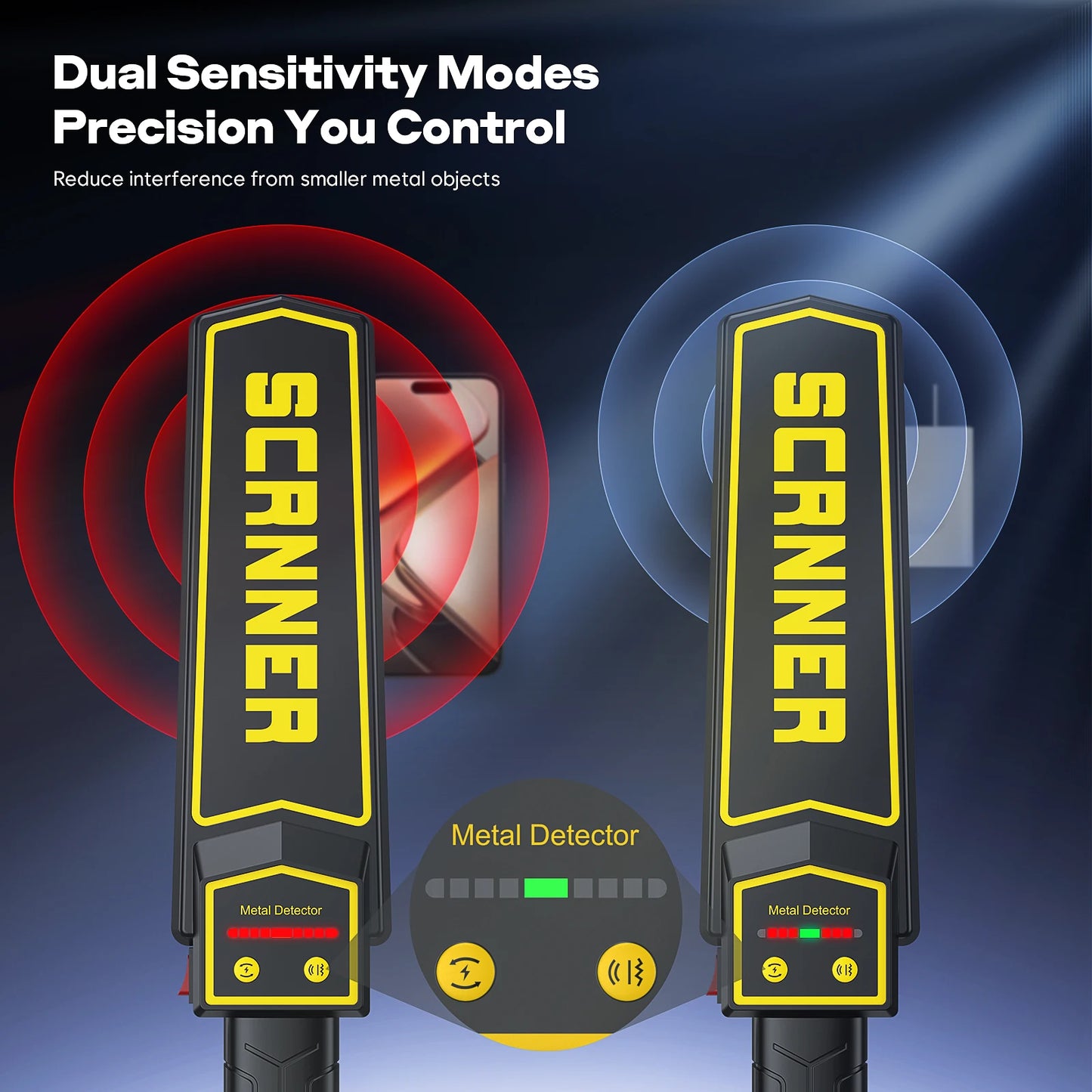 Portable High Sensitivity Metal Detector with AA 9V LED Indication ABS Material It Can Be Used Both Indoors and Outdoors