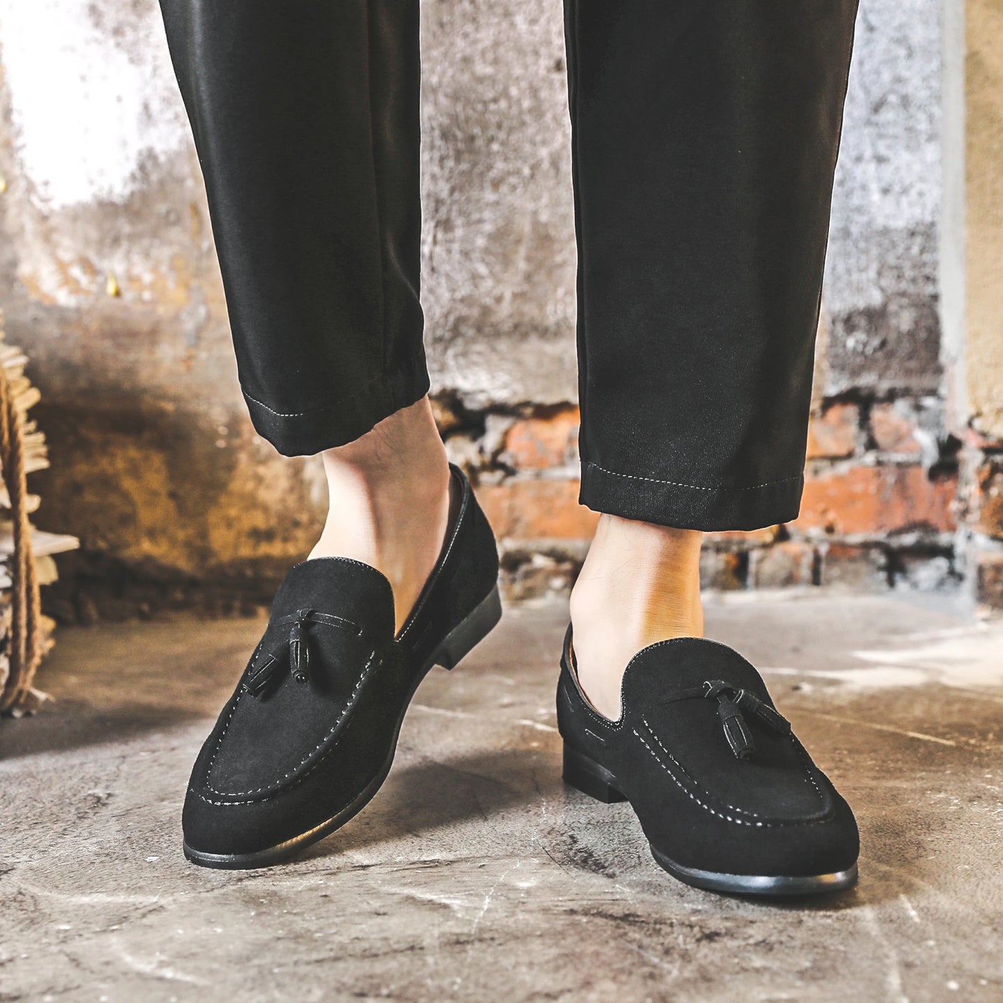 Size 14 Slip on Black Color Fashion Men Dress Shoes Wedding Party Footwear Men Tassels Loafers Shoes