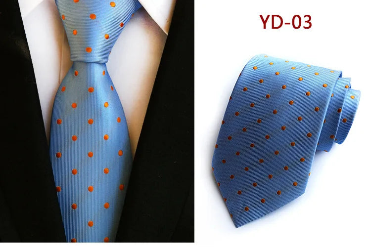 Brand New 2025 New Design Fashion Necktie Orange White Blue Polka Dot Ties for Man Business Wedding Formal NeckTie 8cm Silk Dress Gift Gravata