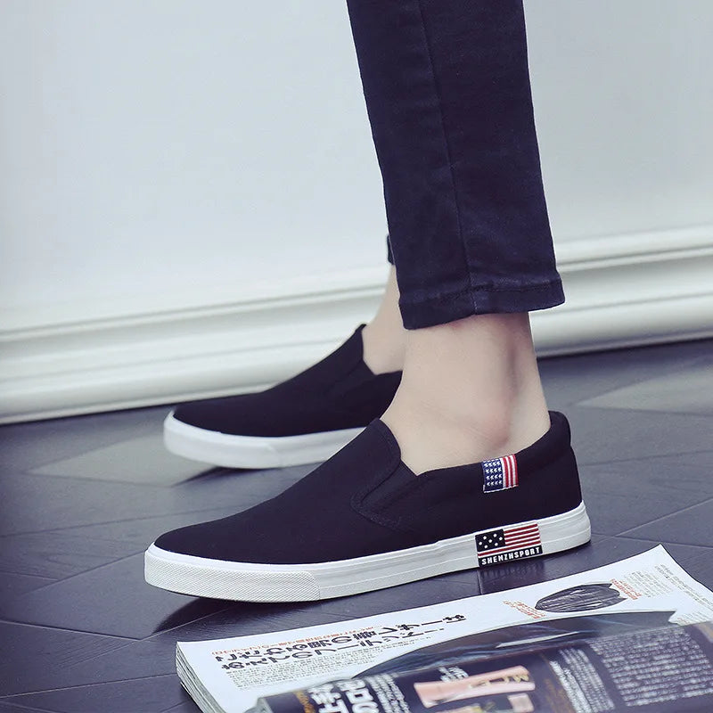 Canvas Men Shoes Slip-On Unisex Style Breathable Top Fashion Cloth Youth Loafers Male Shoes Large size