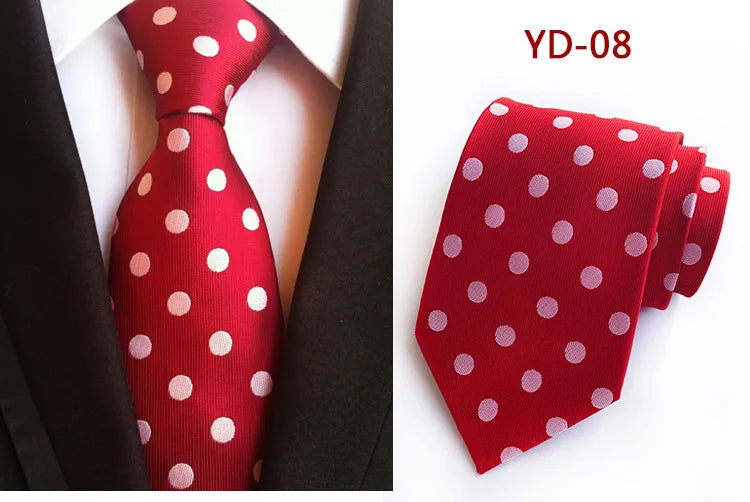 Brand New 2025 New Design Fashion Necktie Orange White Blue Polka Dot Ties for Man Business Wedding Formal NeckTie 8cm Silk Dress Gift Gravata