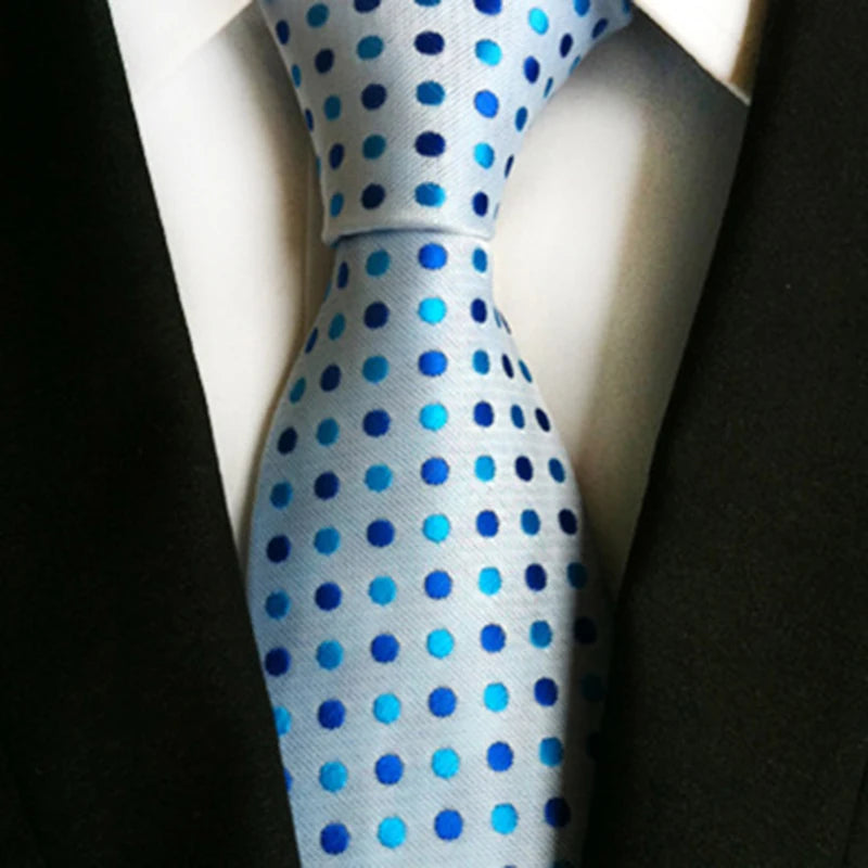 Brand New 2025 New Design Fashion Necktie Orange White Blue Polka Dot Ties for Man Business Wedding Formal NeckTie 8cm Silk Dress Gift Gravata