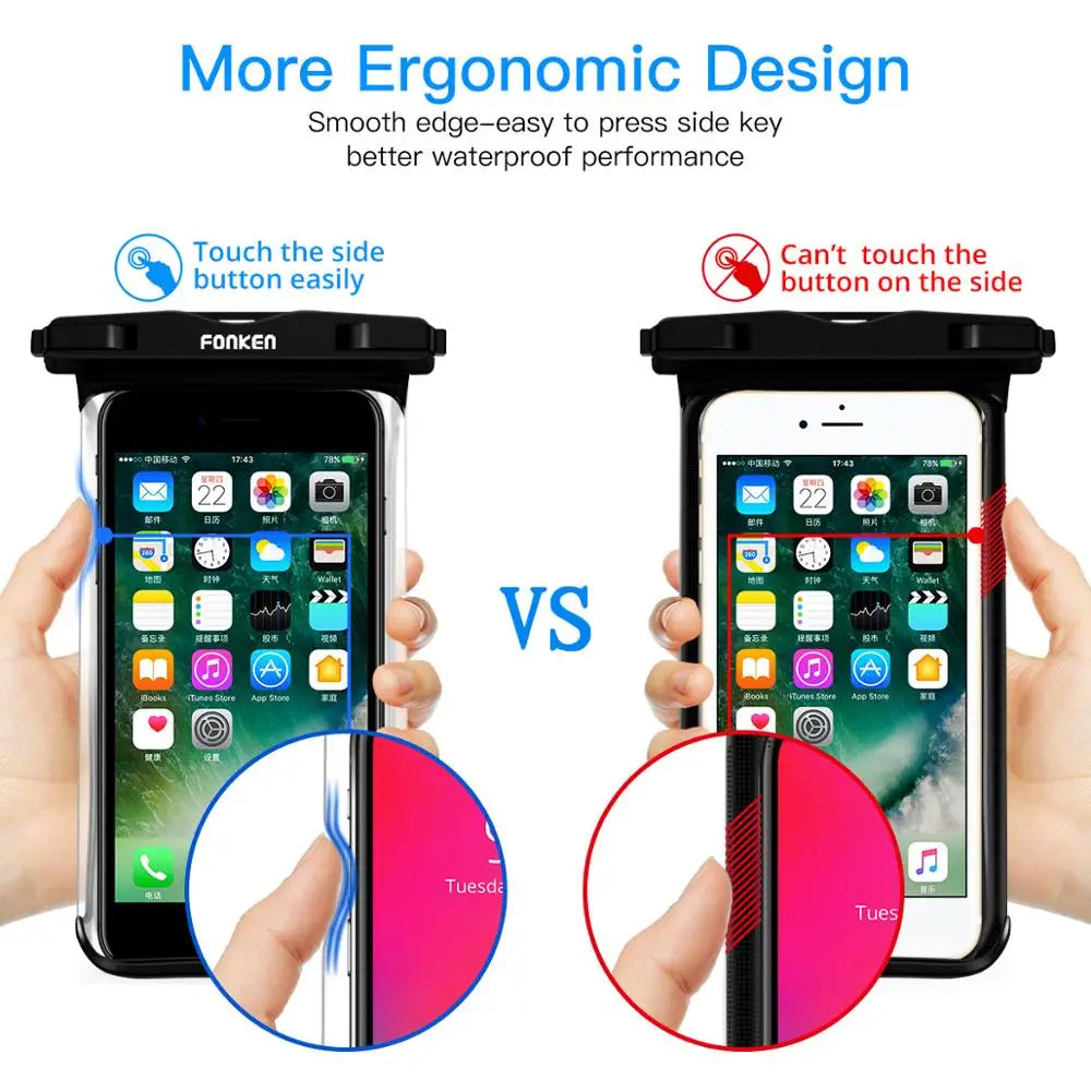 Brand New 2025 FONKEN Full Transparent Waterproof Case for Iphone Xiaomi Samsung Dry Bag Underwater Watch Case Swimming Pouch Mobile Cover Bag