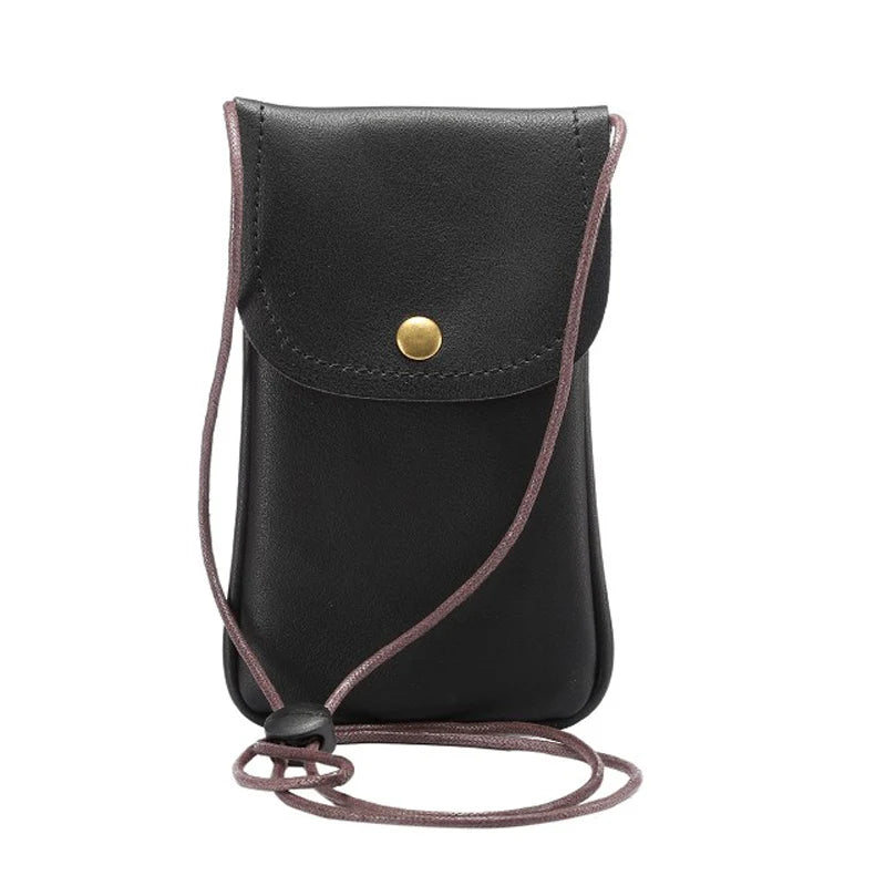 Universal Leather Cell Phone Shoulder Pocket Wallet Pouch Bag Case with Neck Strap For Samsung For iPhone 11 Pro Phone Bag