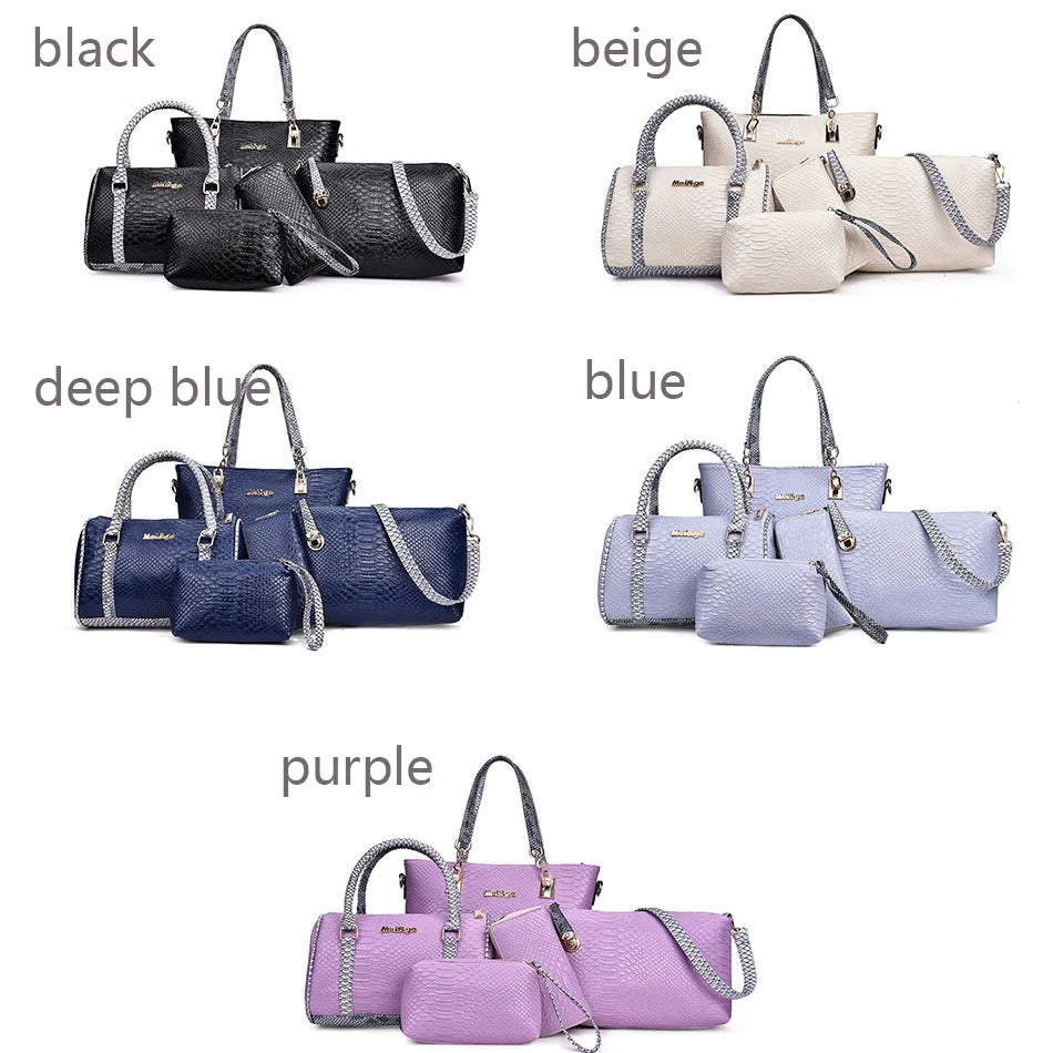 5pcs Bags Set For Women Leather Handbags Fashion Shoulder Crossbody Bag Ladies Handbags Tote Clutch Purse Handbag Composite Bag