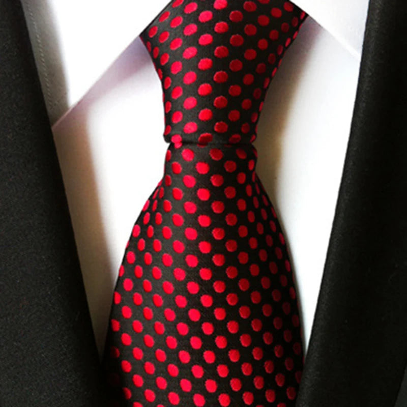 Brand New 2025 New Design Fashion Necktie Orange White Blue Polka Dot Ties for Man Business Wedding Formal NeckTie 8cm Silk Dress Gift Gravata