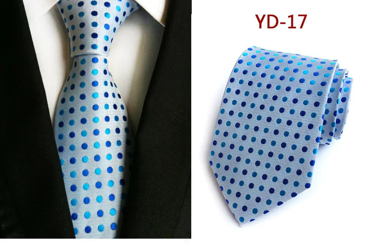 Brand New 2025 New Design Fashion Necktie Orange White Blue Polka Dot Ties for Man Business Wedding Formal NeckTie 8cm Silk Dress Gift Gravata