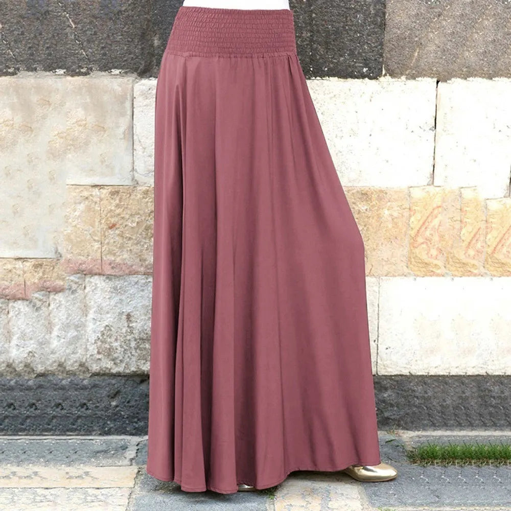 USA Fashion Skirts Womens 2024 Black Skirt Fashion Elastic Waist Solid Oversized Pleated Skirt Vintage Loose Long Skirts