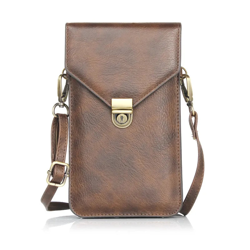 6.5'' Universal Mobile Phone Bag PU Leather Pouch Crossbody Bags Double Card Pocket Portable Handbag For iPhone For Samsung