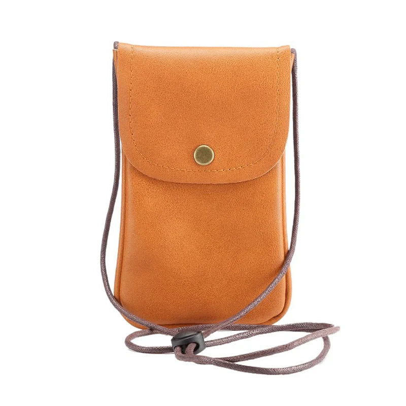 Universal Leather Cell Phone Shoulder Pocket Wallet Pouch Bag Case with Neck Strap For Samsung For iPhone 11 Pro Phone Bag