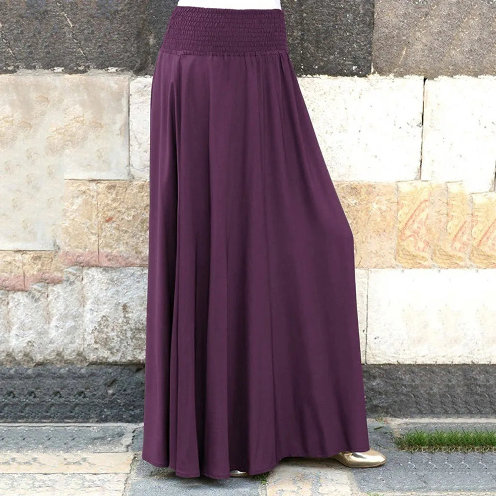 USA Fashion Skirts Womens 2024 Black Skirt Fashion Elastic Waist Solid Oversized Pleated Skirt Vintage Loose Long Skirts